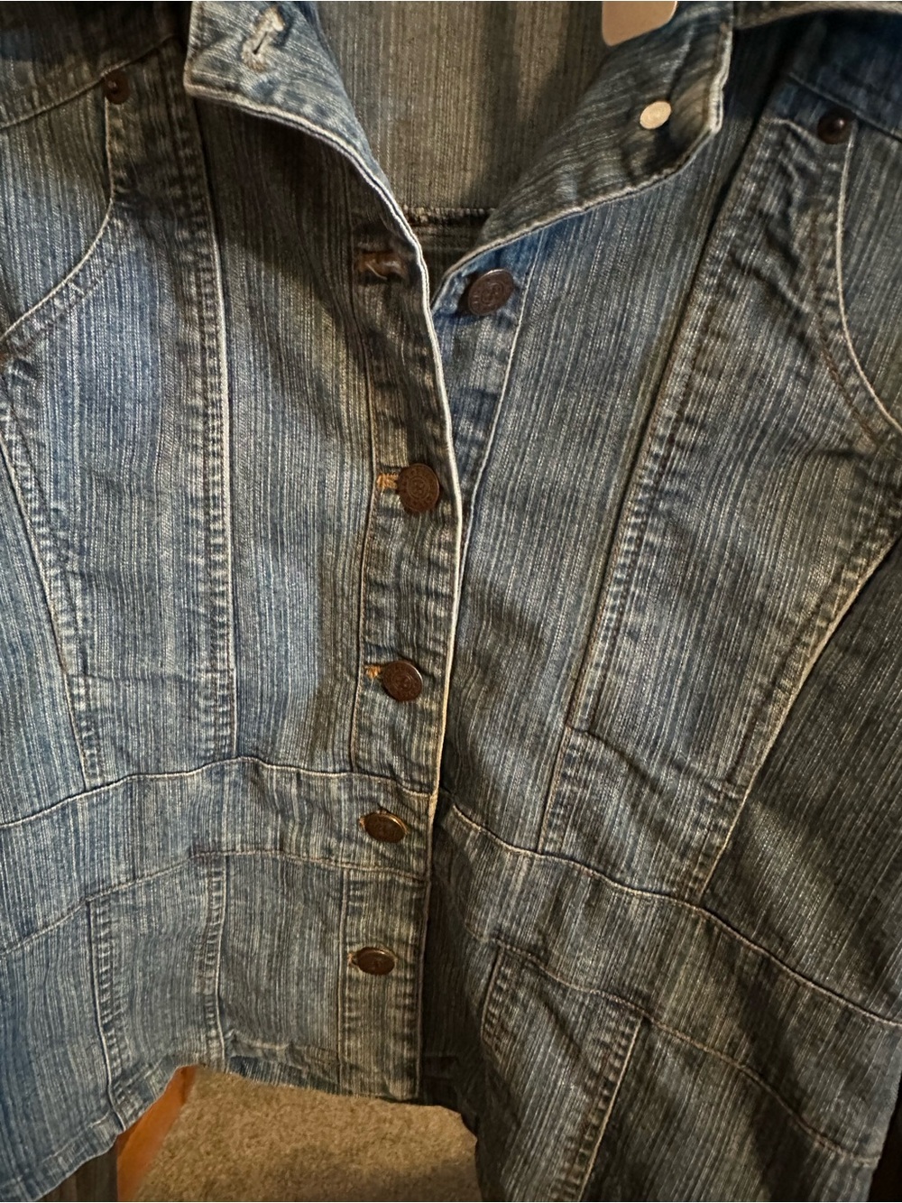 Bill Blass PM Women’s Cotton Blend Stretch Denim Jacket Blue Fitted Y2K - Picture 4 of 7